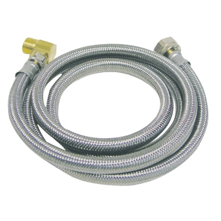 EZ-Fluid 3/8″COMP. X 3/8″ COMP. X 72″ With Elbow Stainless Steel Dishwasher Supply Connector (EZA6DW72)