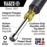 Klein Tools 1/4" Nut Driver 3" Shaft Cushion Grip (630-1/4)