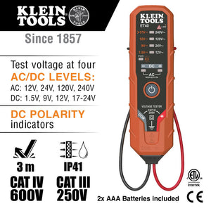 Klein Tools Electronic AC/DC Voltage Tester 12 to 240V AC, 1.5 to 24V DC (ET40)